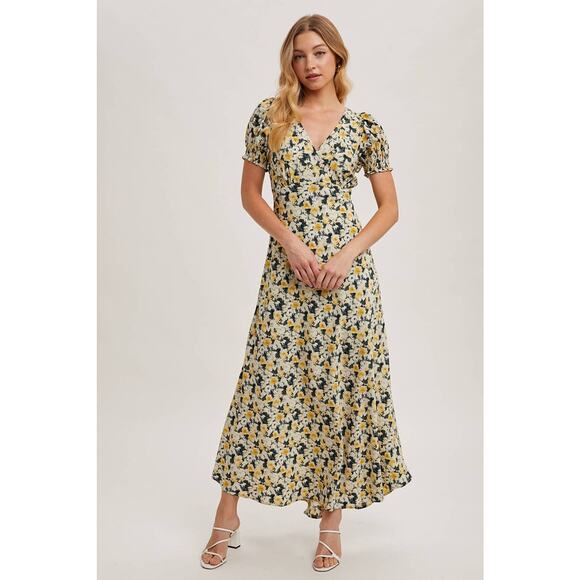FLORAL PRINT WRAP MAXI SUN DRESS-SMALL - Picture 3 of 7